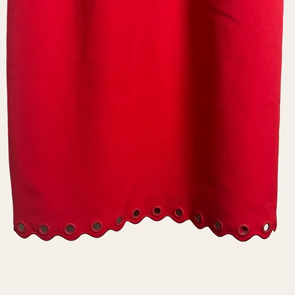 J.Crew Red Grommet Scalloped Sleeveless Shift Dress Size 8 - Picture 5 of 10